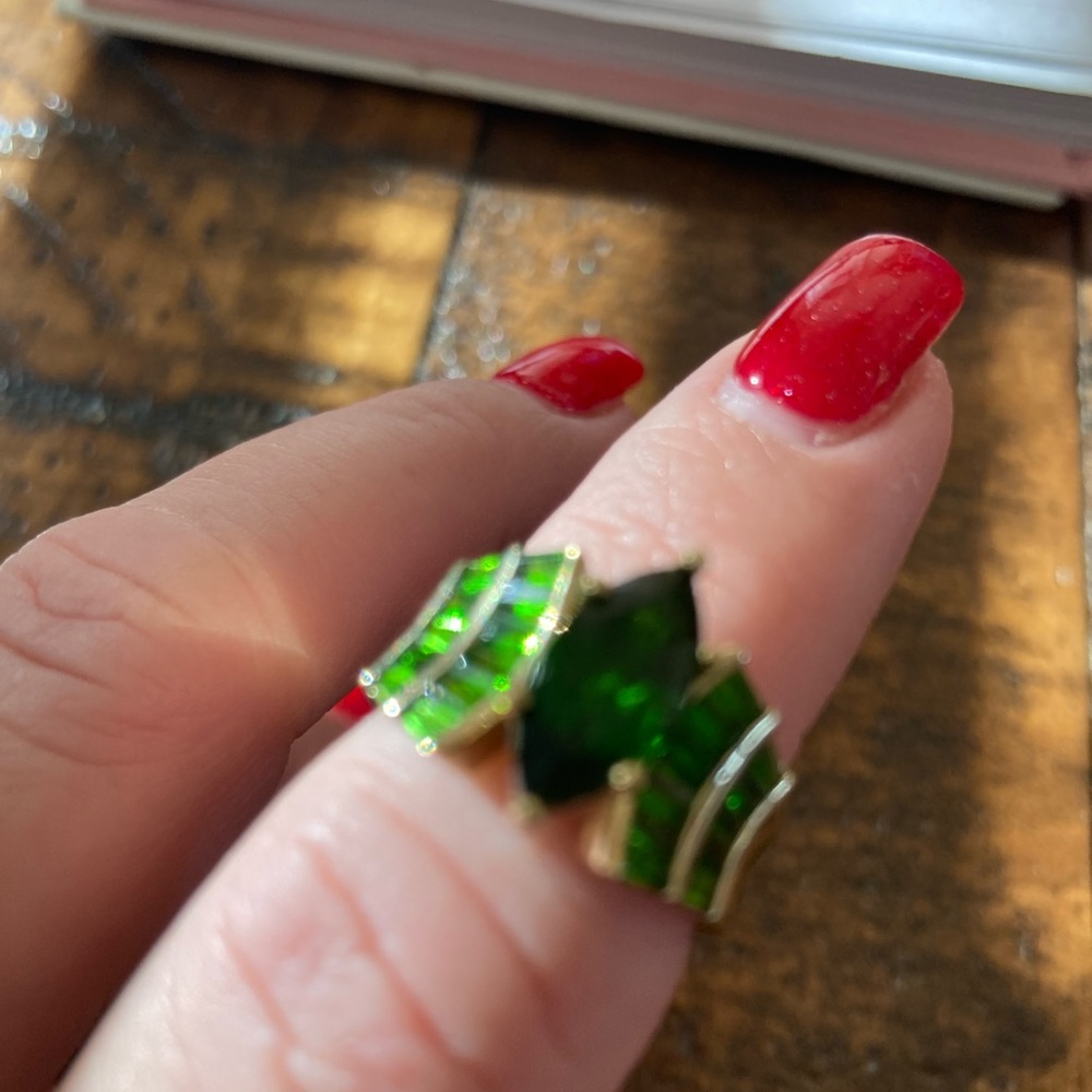 10kt Solid Gold Chrome Diopside Ring - image 2